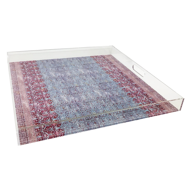 Plateau décoratif carré en acrylique Iznik Overdye Turq