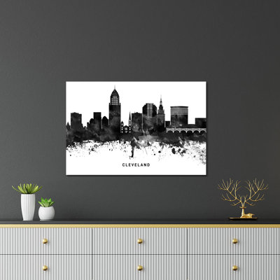 Cleveland Skyline Black & White Print On Acrylic Glass