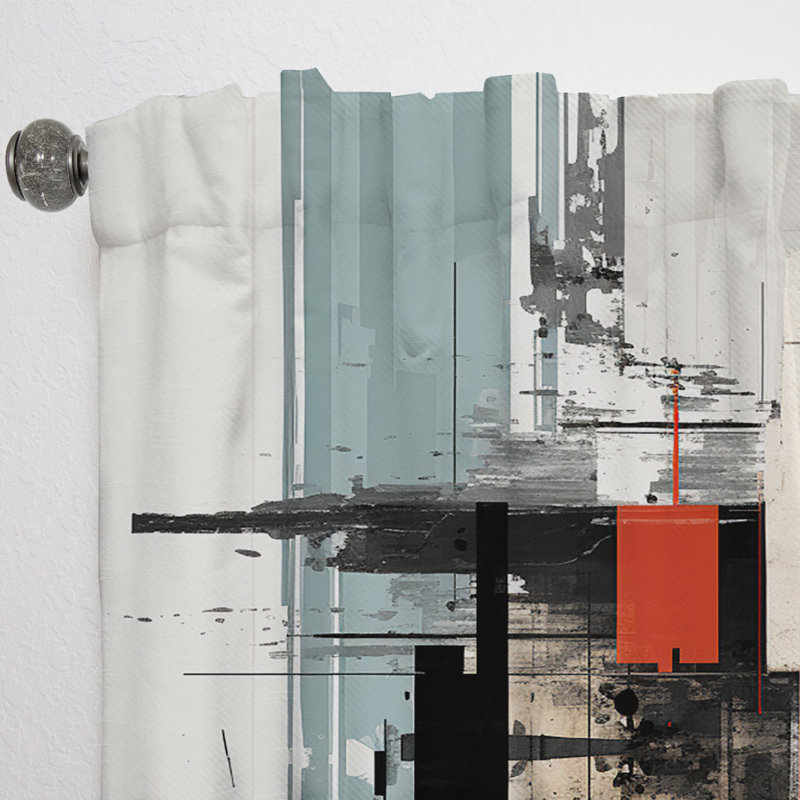 Basdeo - Rideau Collages - Rideau abstrait obscurcissant - 1 panneau, L 52 po x L 63 po