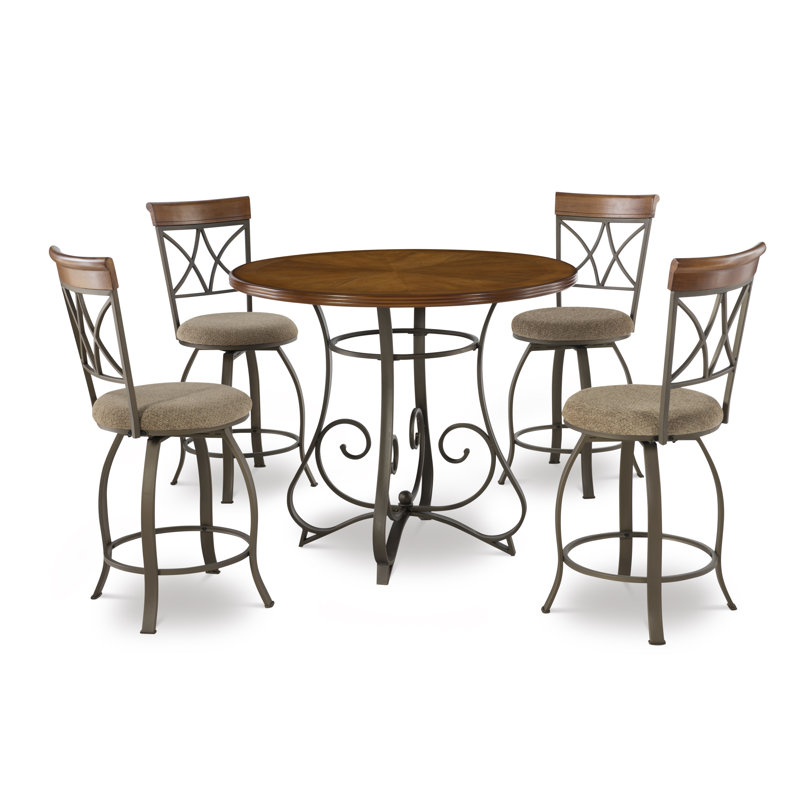 Jefferson 36" Round Wood Top Metal Base Pub Table, 36" H x 42" L x 42" W, 36"
