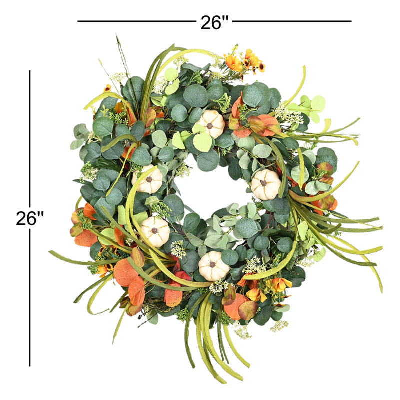26" Handcrafted Pumpkin Fall Autumn Thanksgiving Day Wreath