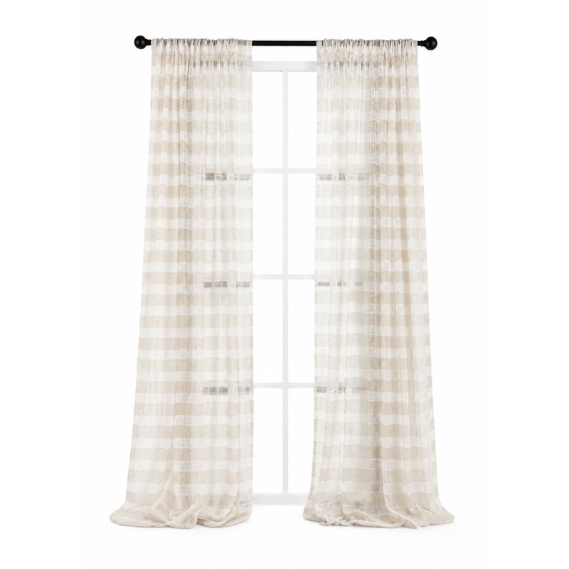 Panneau de rideau simple semi-diaphane avec passe-tringle Haleema Danielle, 54 po x 120 po