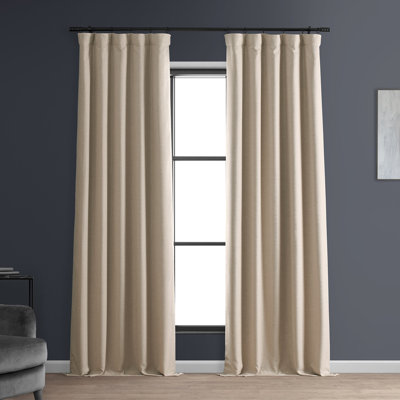 Faux Linen Thermal Blackout Curtains for Bedroom & Living Room Curtains - Single Panel Drapes (1 Panel)