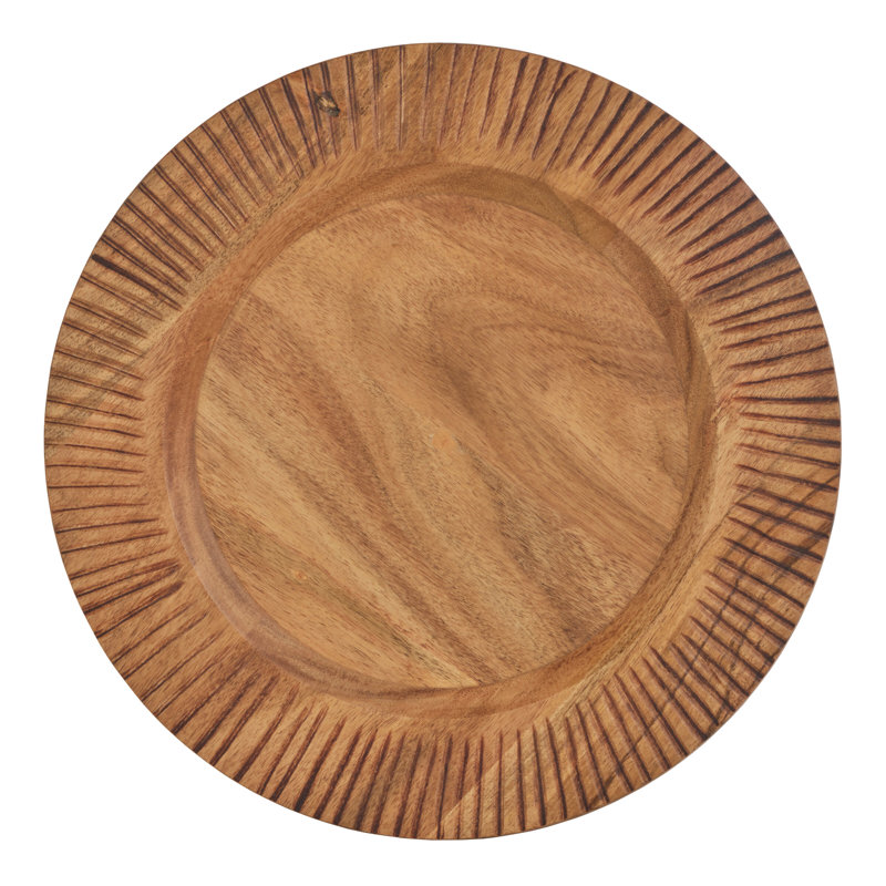 Caleb Natural Acacia Wood Rustic Charger Plates, Set of 2