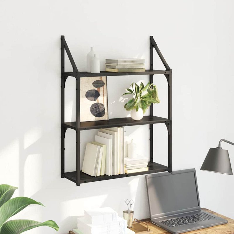 Floating Shelf, 78.5cm H x 60cm W x 21cm D, Black Oak