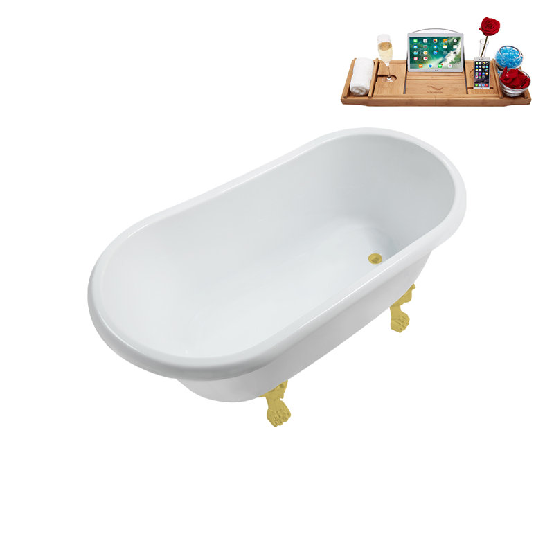 1460.5mm x 749.3mm Soaking Acrylic Bathtub, Brushed Gold, Brushed Gold