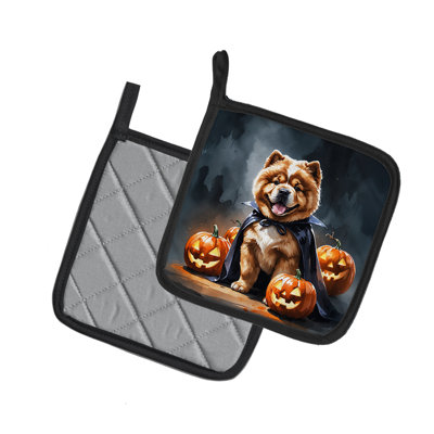 Paire de porte-pots Chow Chow Puppy Halloween