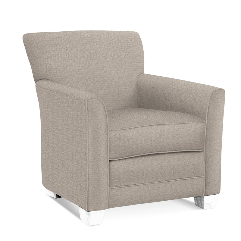 Buckley Armchair, Frost White Finish, Beige Performance Fabric; 0851-73