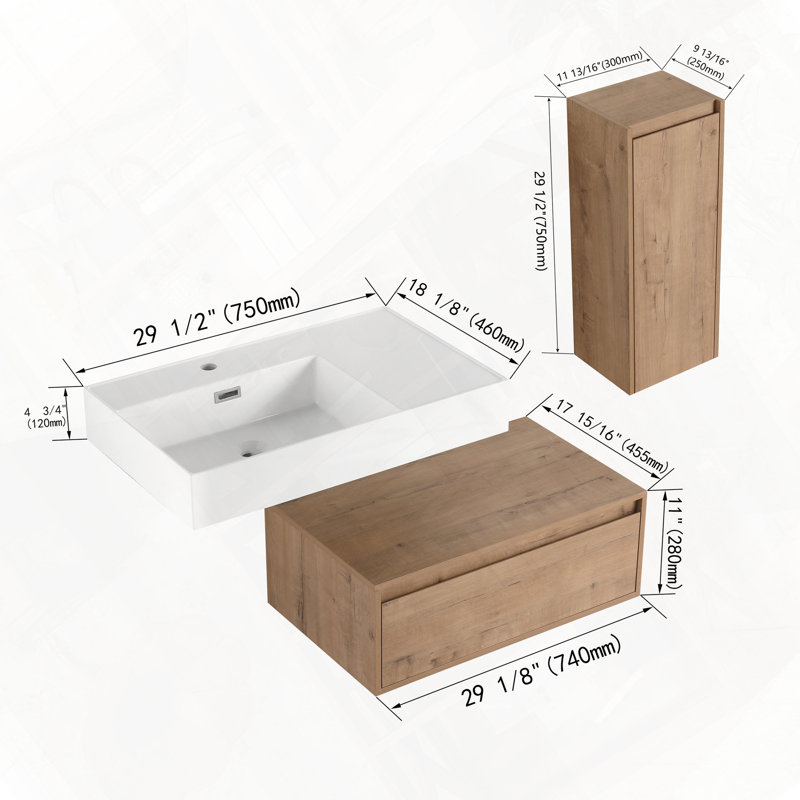 Meuble-lavabo mural avec lavabo en résine