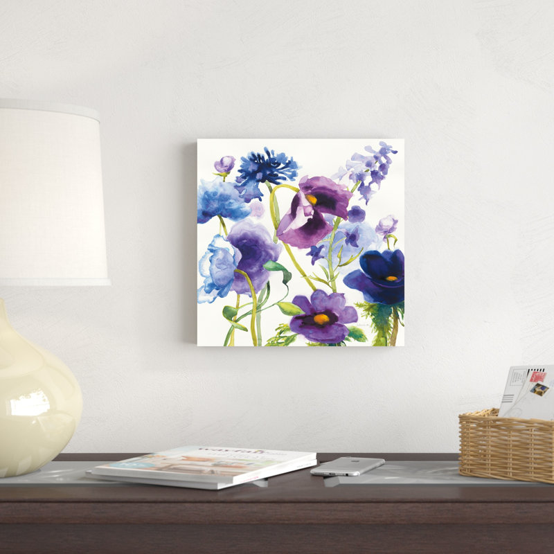 Jardin mixte bleu et mauve I, H 12 po x l 12 po x P 1,25 po