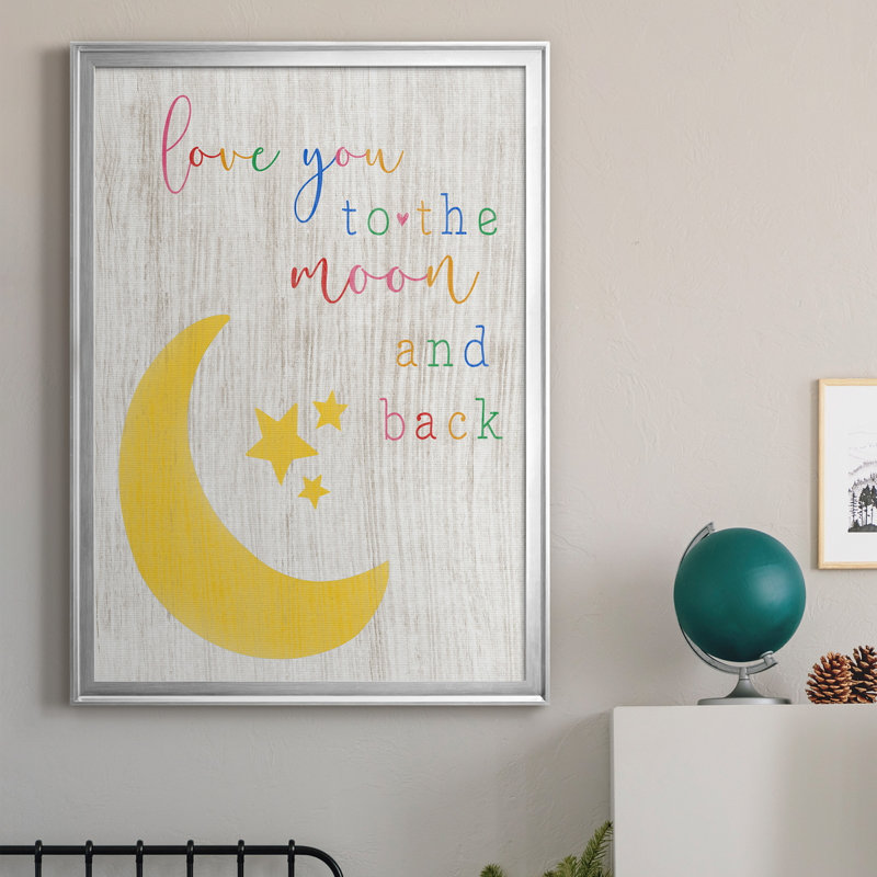 To the Moon and Back - Cadre photo, art textuel sur toile, Argent, H 26,5 po x l 36,5 po x P 1,5 po