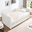 Lit de jour simple moderne beige en velours côtelé avec fonction coulissante-1133486866
