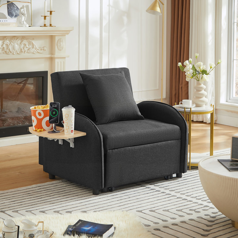 Canapé-lit, fauteuil convertible avec dossier réglable, table pliable et port USB, type C, fauteuil inclinable réglable