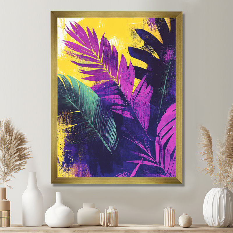 Ciniyah - impressions sur toile florales, H 20 po x l 12 po, Reproduction encadrée d'une seule photo, Doré