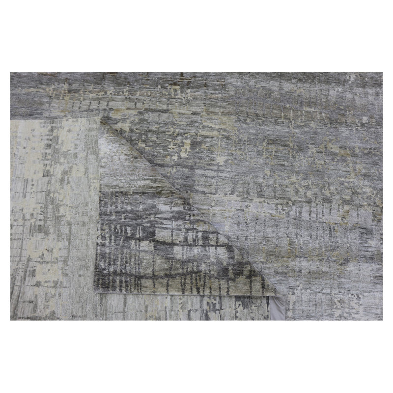 Gray Nu Vibrant Tibetan Silk Rug - 8'11" x 11'10"