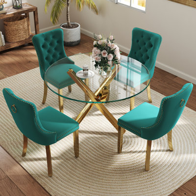 5-Piece Round Glass Dining Table Set