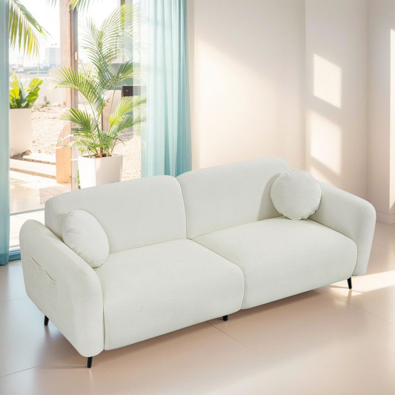 Causeuse à accoudoirs arrondis l 83,85 po, Beige