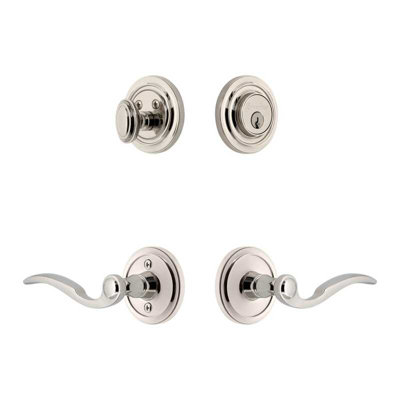 Grandeur Circulaire Rosette Entry Set with Bellagio Lever in Polished Nickel