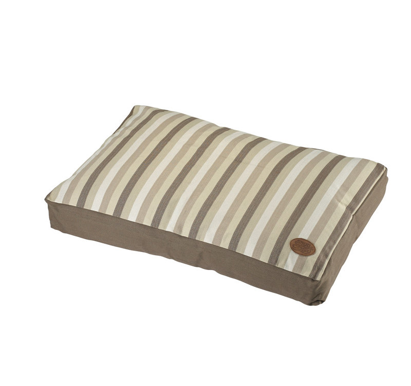 Striped Polyester Pet Bed, 12cm H x 75cm W x 120cm D, Brown