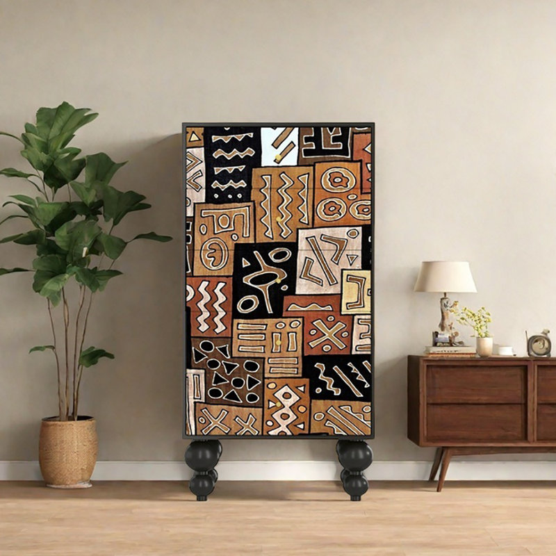Commode avec commode 19,7 po, Noir / multicolore