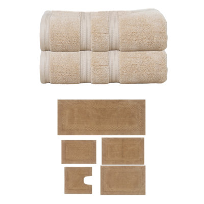 Bublitz Classy Bath Mat 100% Soft Cotton Bath Towel Set & Bath Rug Combo