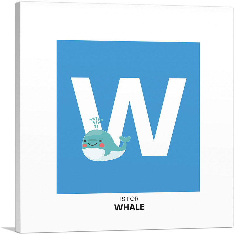 «Kids Animal Alphabet», lettre W - reproduction d'art textuel sur toile tendue, H 26 po x l 26 po x P 0,75 po