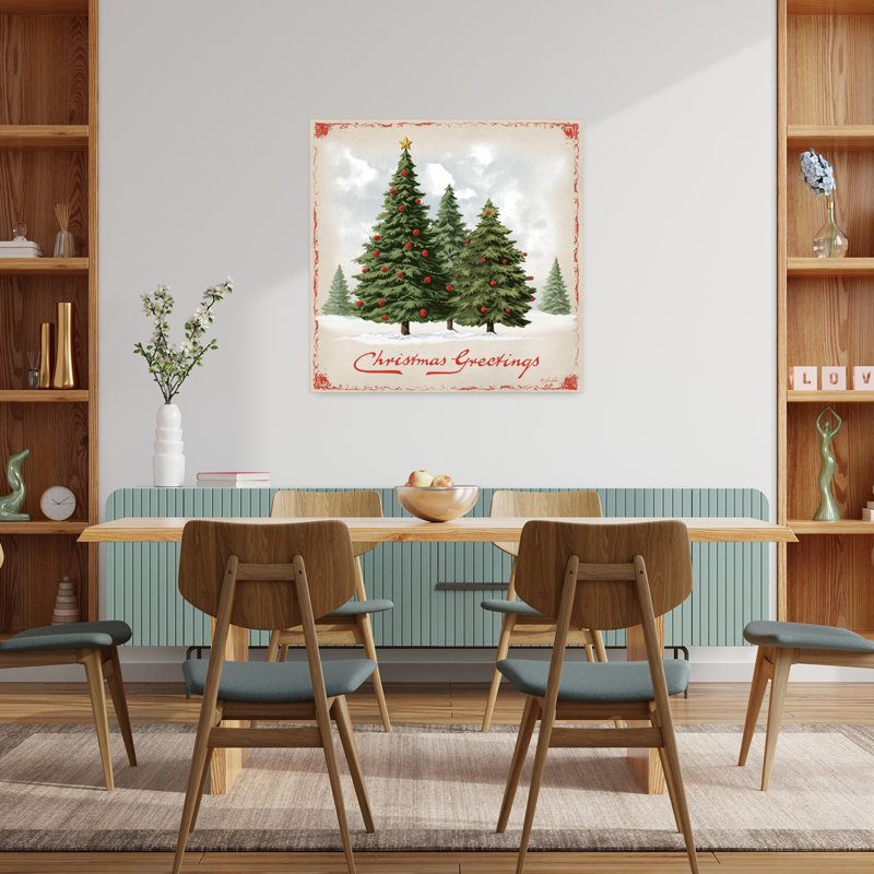 Arbres de Noël contemporains rétro avec art des Fêtes de Noël, H 36 po x l 36 po