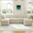 Joko 130.7" 6-Seater Corduroy Reversible Modular Corner Sectional Sofa with Ottoman U-Shape-1392584188