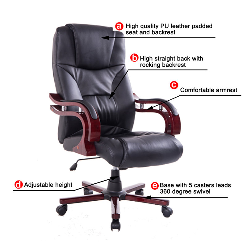 Executive Chair with Headrest, Black