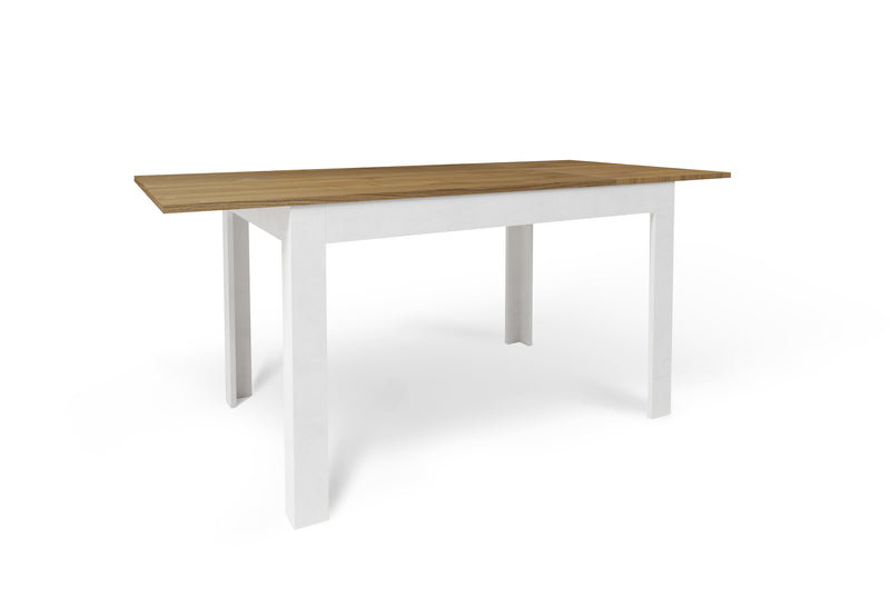 Bohlman Extendable Dining Table, Oxide White, Stelvio Walnut, 75cm H x 80cm L x 140cm W