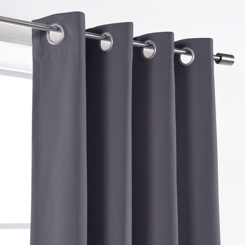 Schaeffer Solid Blackout Thermal Grommet Curtain Panels, 52" W x 84" L, Stone