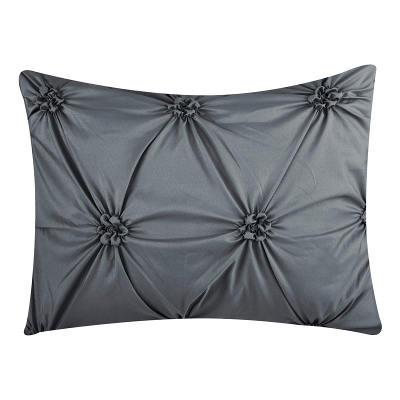 Piercen Microfiber 7 Piece Comforter Set, King Comforter + 6 Additional Pieces, Gray