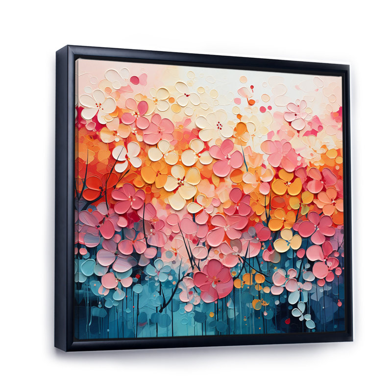 Art mural sur toile de corail, "Coral Oasis I", H 36 po x l 36 po x P 1,5 po, Cadre flottant noir