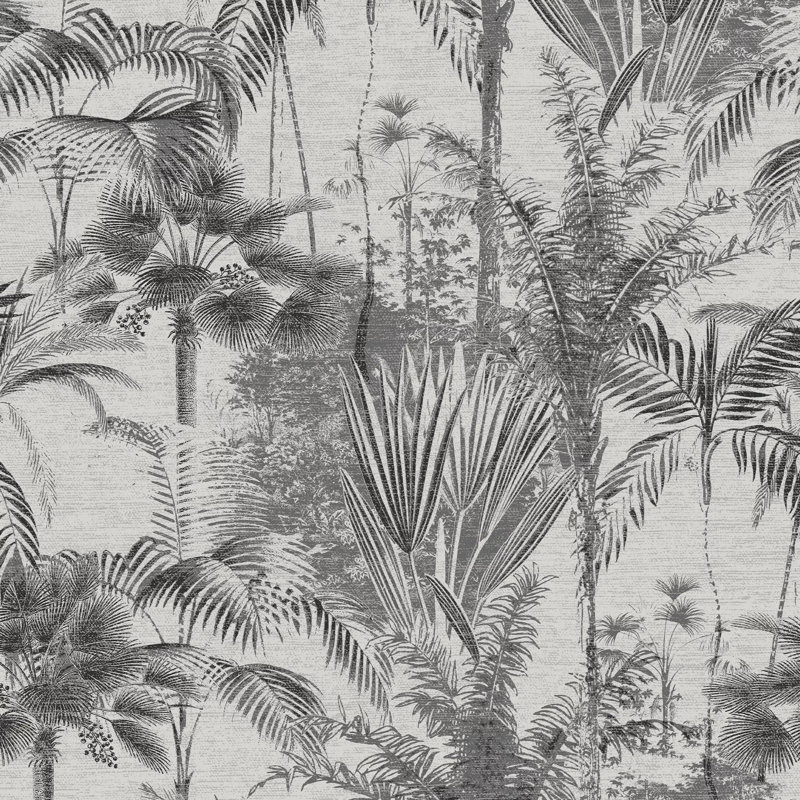 Sublime Jungle Texture Floral Wallpaper, Black