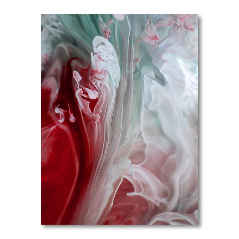 Art mural liquide en rouge et vert - décoration murale moderne en toile, Toile tendue, H 12 po x l 20 po x P 1 po