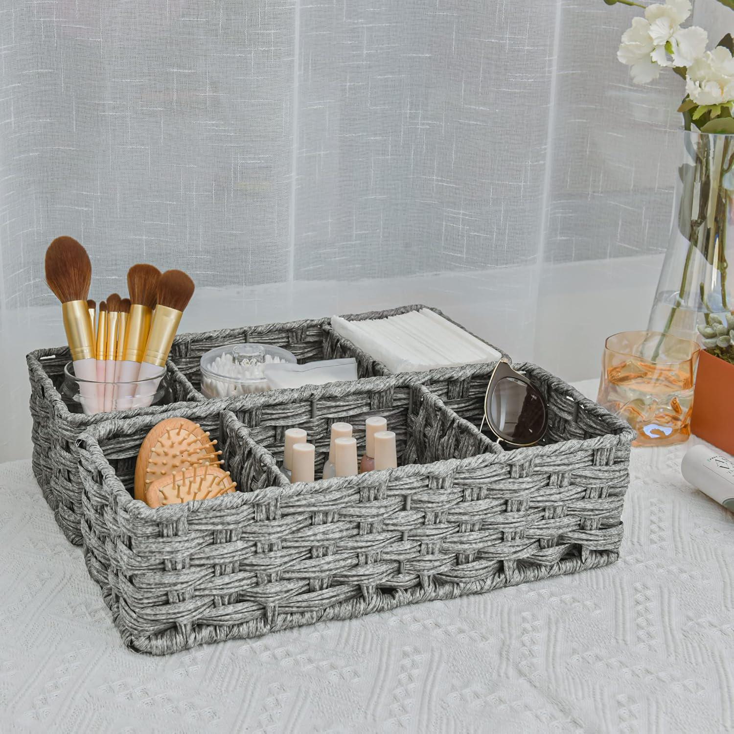 Gracie Oaks Toilet Tray Tank Topper, Wicker Baskets For Storage, Set Of 2 Waterproof Bathroom ...