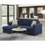 Section réversible bleu marine avec canapé-lit escamotable et chaise de rangement
