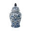 Vase en grès cérame bleu avec couvercle Gherghina - Vase décoratif en grès de 18 po pour la maison et le bureau