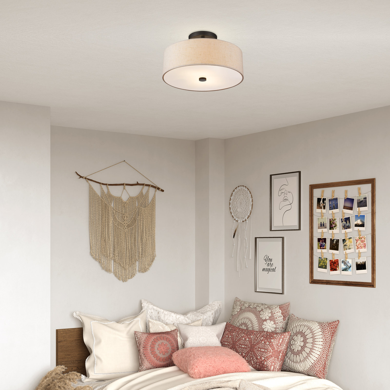 Flaire 3-Light Semi Flush Mount, English Bronze, 7.5" H x 13" W x 13" D