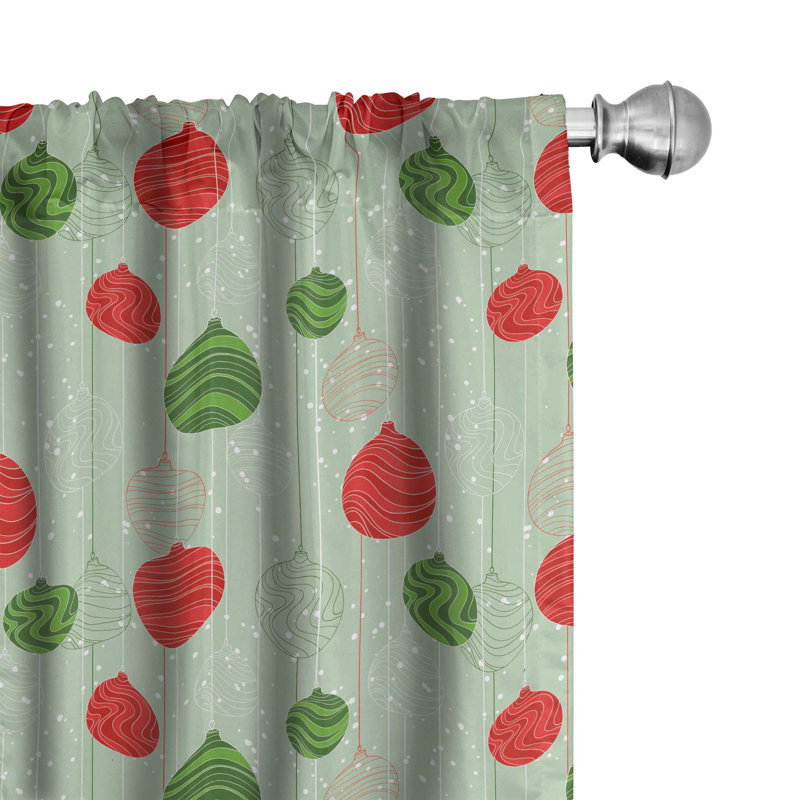 Christmas Striped Semi-Sheer Rod Pocket Curtain Panels, 28" x 95"