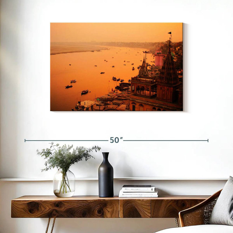 Ravi Hazy Varanasi Sunset, 24" H x 36" W