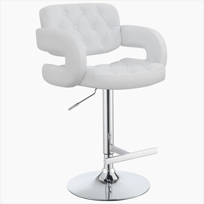 Chrome and White Adjustable Bar Stool