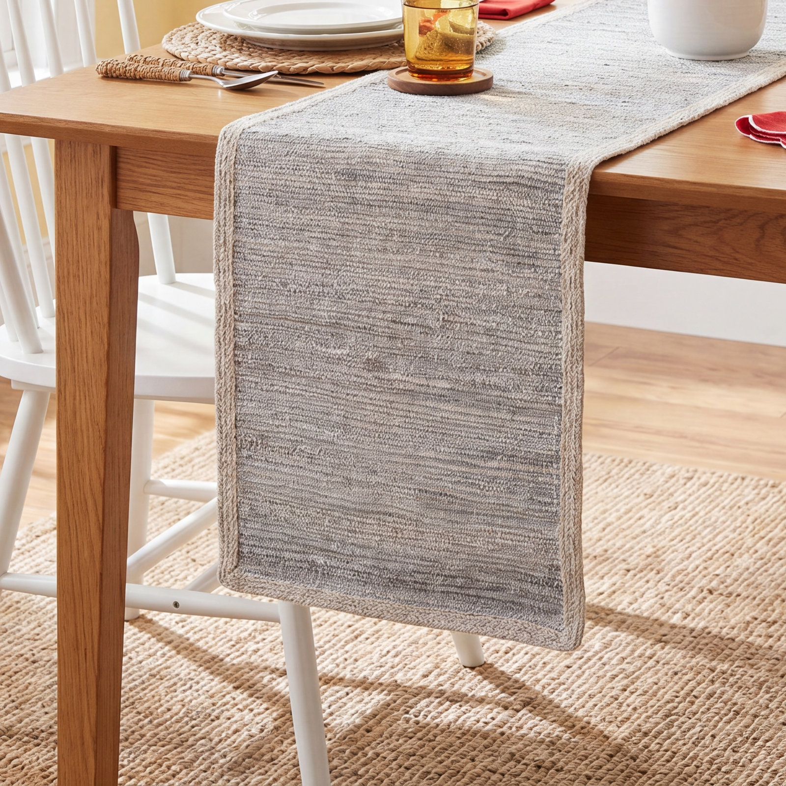 Feliciano Geometric Table Runner, Gray