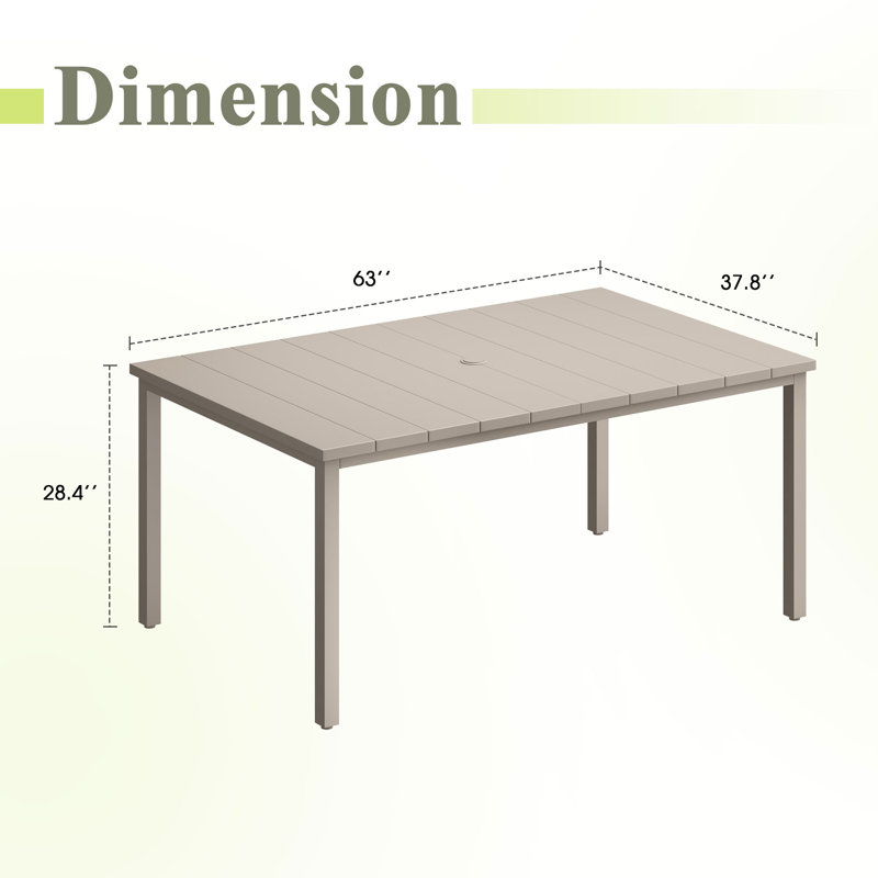 Table de salle à manger rectangulaire pour l'extérieur, Coquillage de sable