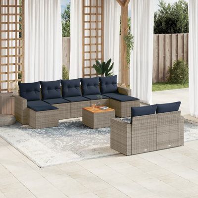 Ensemble de canapé de patio avec coussins 10 pièces Vidaxl