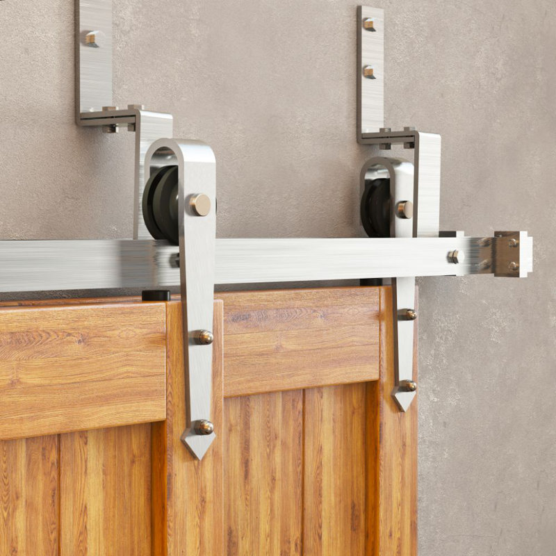 Ensemble de quincaillerie à deux portes en forme de Z à double rail en nickel brossé (porte non incluse), 90 po