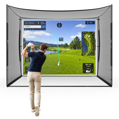Cage de pratique de golf de style professionnel 10 x 8 x 6 pi avec écran d'impact et structure en acier, filet de frappe pour garage et cour arrière