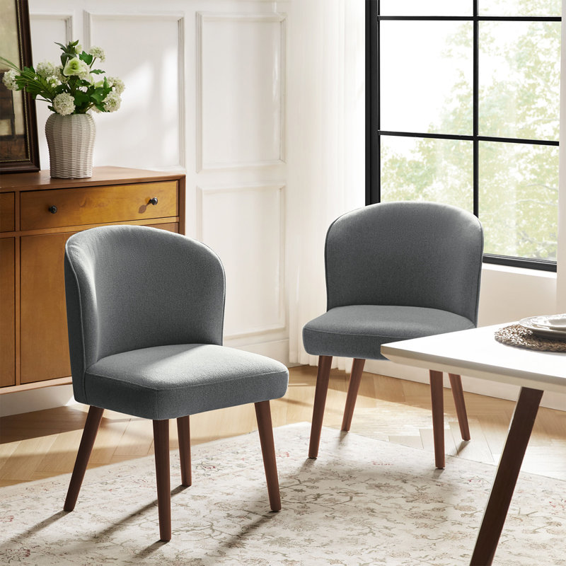 14cm H Upholstered Upholstered Back Dining Chair, Grey, 2