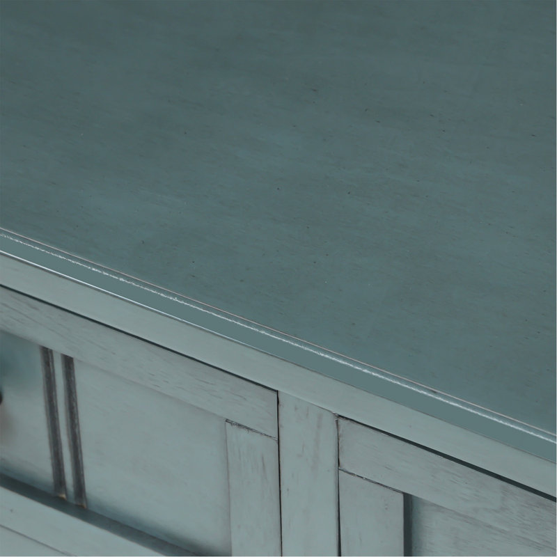 Console étroite, canapé-lit mince avec trois tiroirs de rangement et tablette inférieure pour le salon, assemblage facile (bleu marine)
