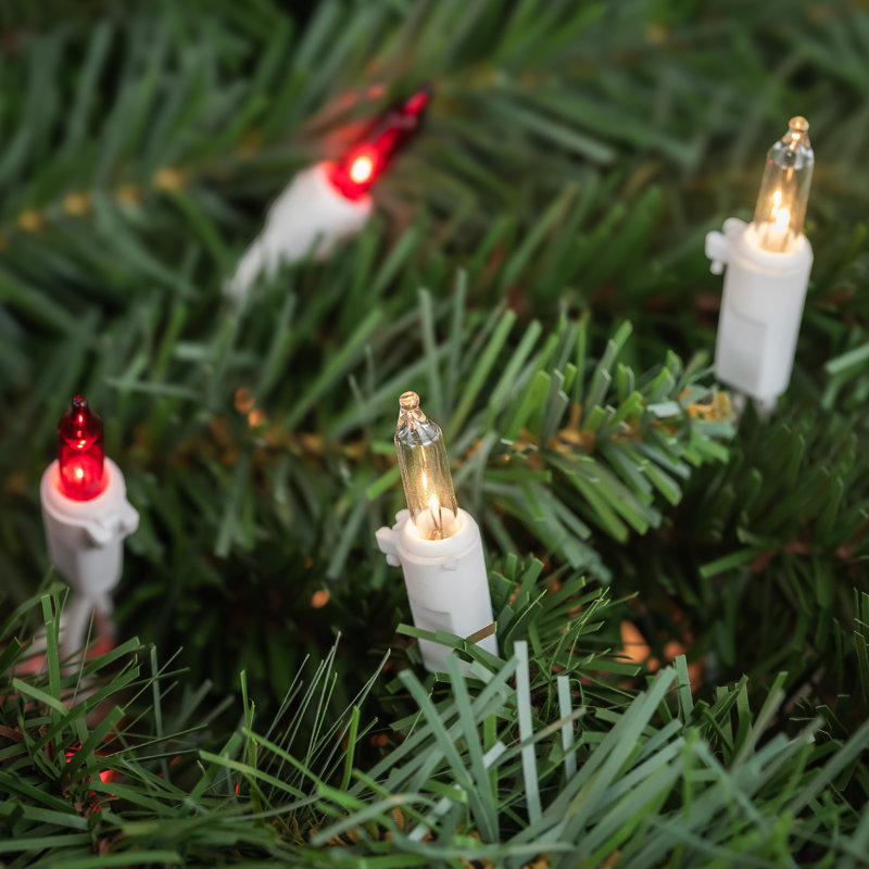 50-Count Mini Christmas Light Set 10ft Wire, Red/Clear/White